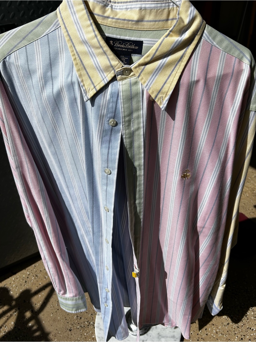 Brooks Brothers Multi-Striped Pastel Button-Down Shirt - Pink/Blue/Yellow